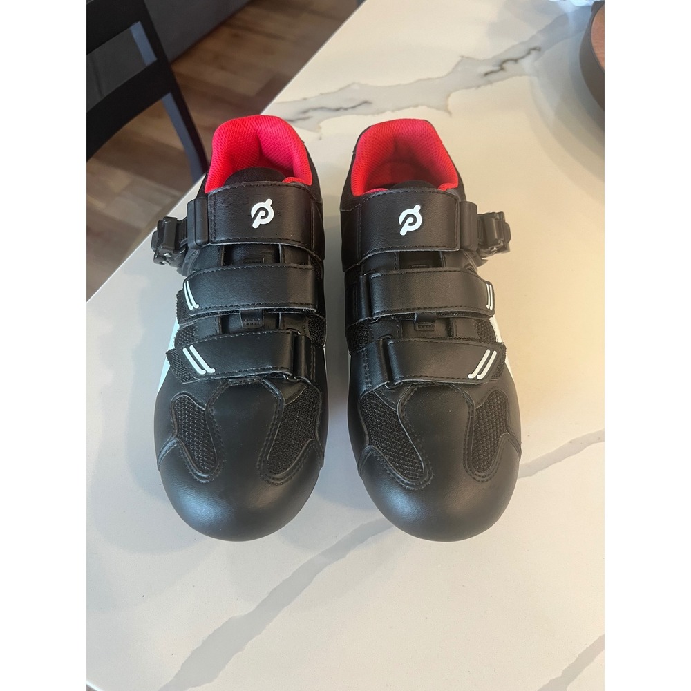 Peloton Cycling Shoes Black Red White Indoor‎ Spin Shoes Cleats Size 40 (W9, M7)